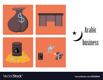 Assembly of flat icons on theme arabic business vector image
