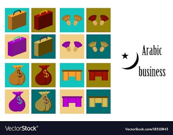 Assembly of flat icons on theme arabic business vector image
