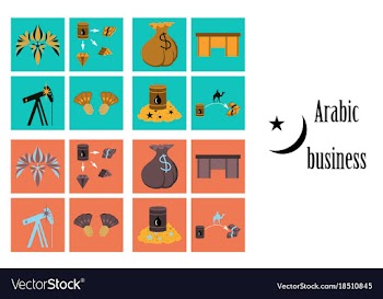 Assembly of flat icons on theme arabic business vector image