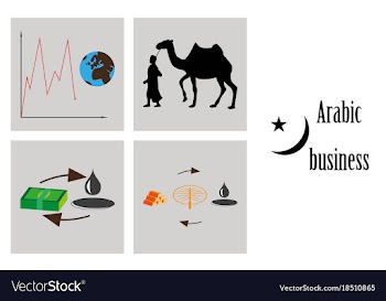 Assembly of flat icons on theme arabic business vector image