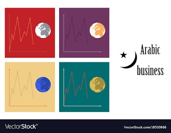 Assembly of flat icons on theme arabic business vector image