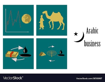Assembly of flat icons on theme arabic business vector image
