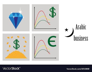 Assembly of flat icons on theme arabic business vector image