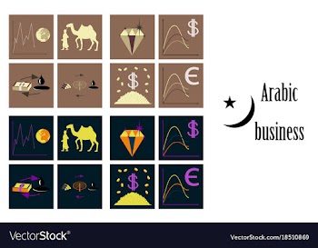 Assembly of flat icons on theme arabic business vector image