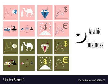 Assembly of flat icons on theme arabic business vector image