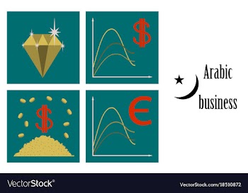 Assembly of flat icons on theme arabic business vector image