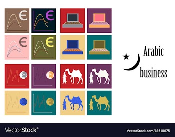 Assembly of flat icons on theme arabic business vector image