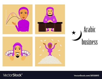 Assembly of flat icons on theme arabic business vector image