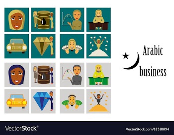 Assembly of flat icons on theme arabic business vector image