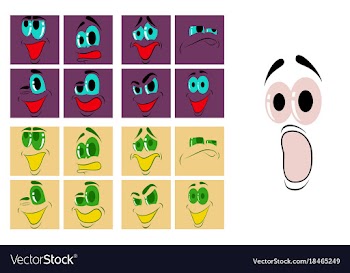 Assembly of flat icons on theme cartoon face vector image