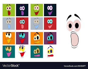 Assembly of flat icons on theme cartoon face vector image