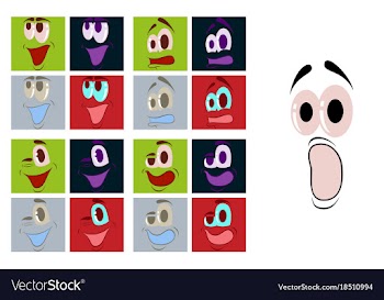 Assembly of flat icons on theme cartoon face vector image
