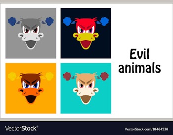 Assembly of flat icons on theme evil animals duck vector image