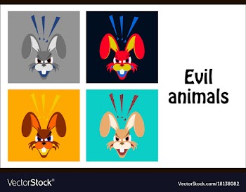 Assembly of flat icons on theme evil animals vector image