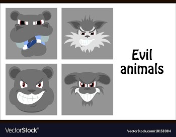 Assembly of flat icons on theme evil animals vector image