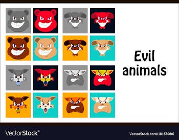 Assembly of flat icons on theme evil animals vector image