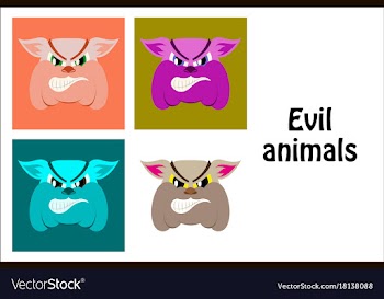 Assembly of flat icons on theme evil animals vector image