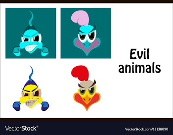 Assembly of flat icons on theme evil animals vector image
