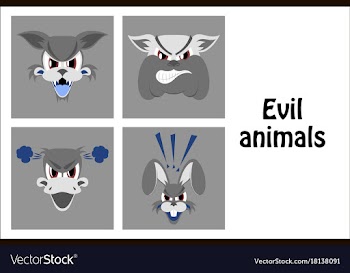 Assembly of flat icons on theme evil animals vector image