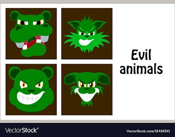 Assembly of flat icons on theme evil animals vector image