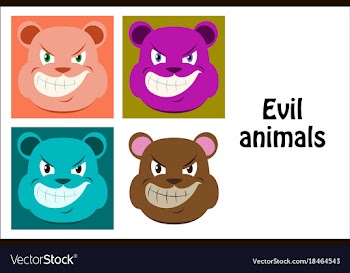 Assembly of flat icons on theme evil animals vector image