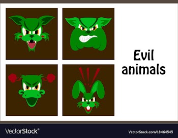 Assembly of flat icons on theme evil animals vector image