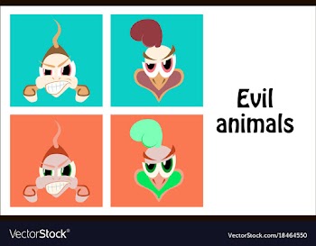 Assembly of flat icons on theme evil animals vector image