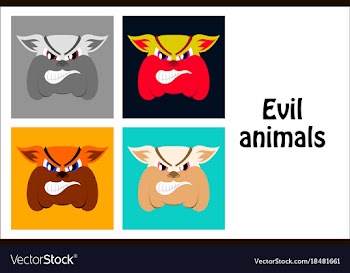 Assembly of flat icons on theme evil animals vector image