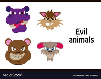 Assembly of flat icons on theme evil animals vector image