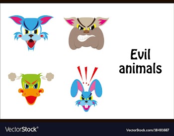 Assembly of flat icons on theme evil animals vector image