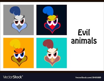 Assembly of flat icons on theme evil animals vector image