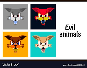 Assembly of flat icons on theme evil animals vector image