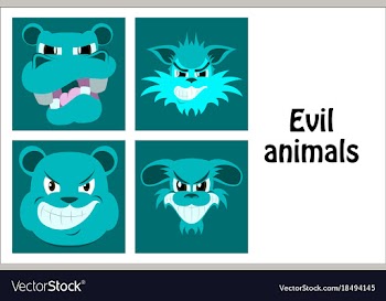 Assembly of flat icons on theme evil animals vector image