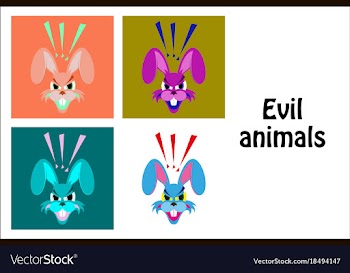 Assembly of flat icons on theme evil animals vector image
