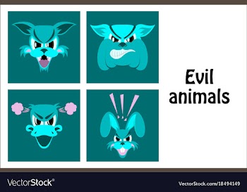 Assembly of flat icons on theme evil animals vector image