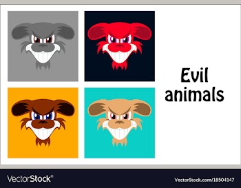 Assembly of flat icons on theme evil animals vector image