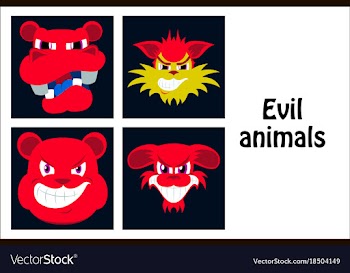 Assembly of flat icons on theme evil animals vector image