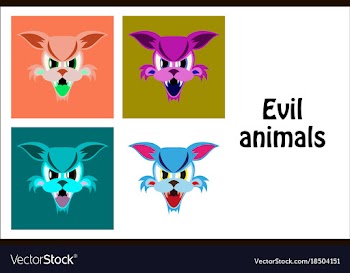 Assembly of flat icons on theme evil animals vector image