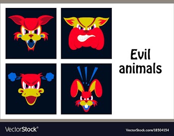 Assembly of flat icons on theme evil animals vector image