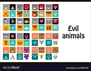 Assembly of flat icons on theme evil animals vector image