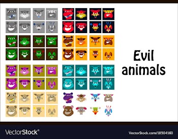 Assembly of flat icons on theme evil animals vector image