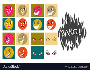 Assembly of flat icons on theme evil emotions vector image