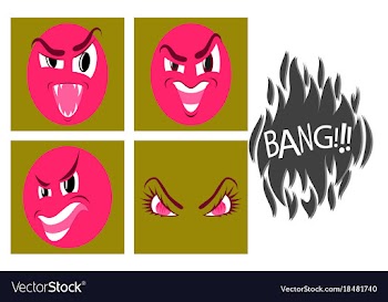 Assembly of flat icons on theme evil emotions vector image