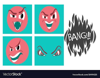 Assembly of flat icons on theme evil emotions vector image