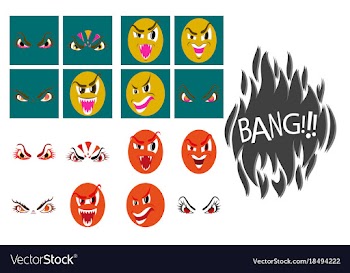 Assembly of flat icons on theme evil emotions vector image