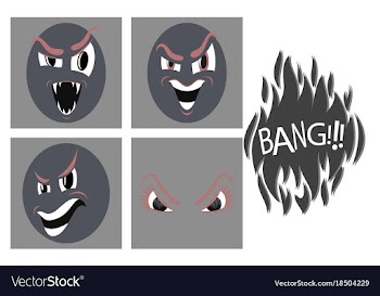 Assembly of flat icons on theme evil emotions vector image