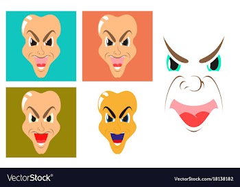 Assembly of flat icons on theme evil faces vector image