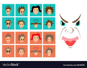 Assembly of flat icons on theme evil faces vector image