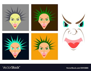 Assembly of flat icons on theme evil faces vector image