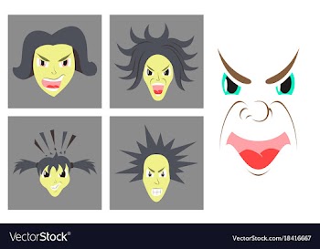 Assembly of flat icons on theme evil faces vector image